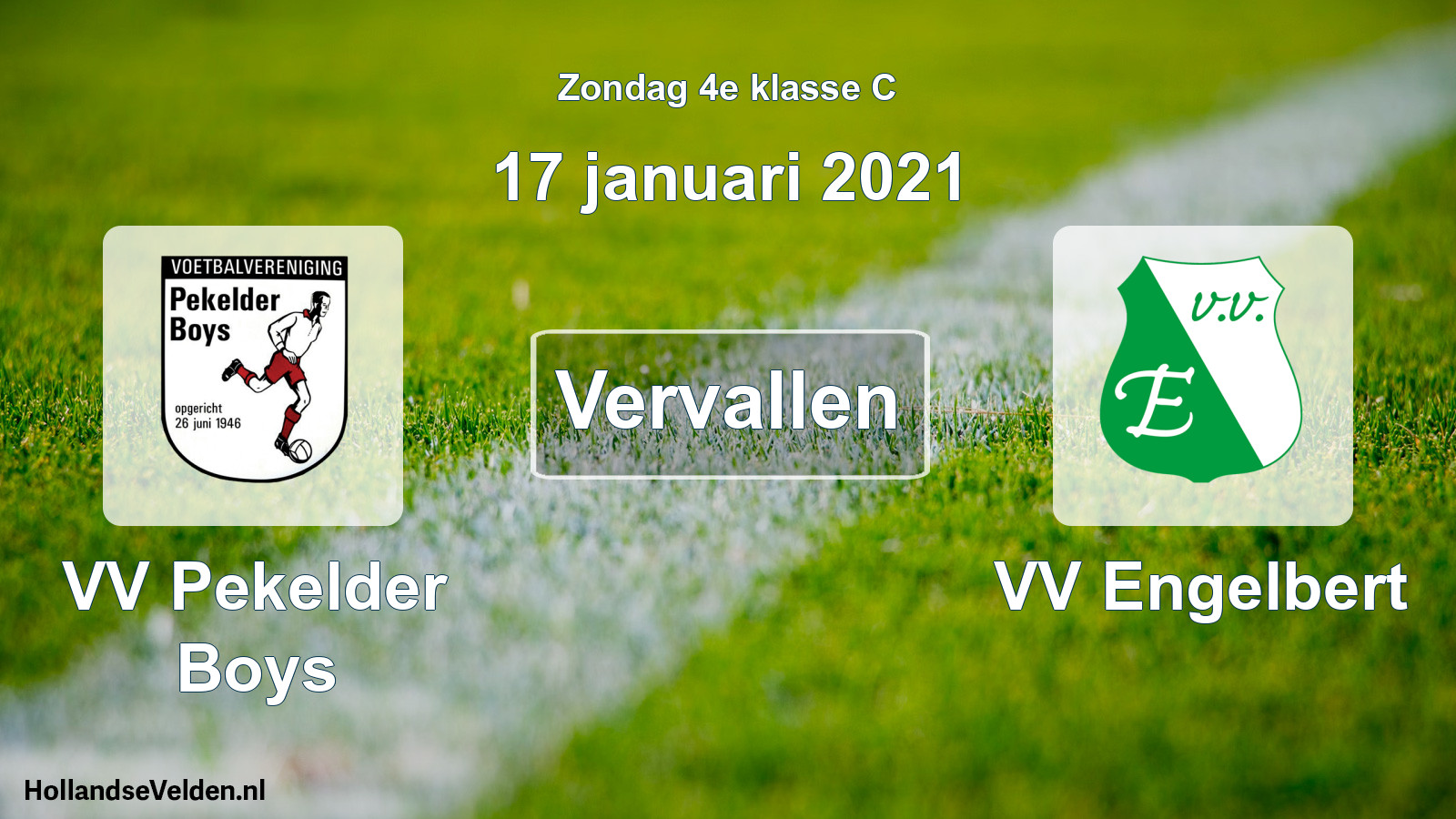 Scheduled Match: VV Pekelder Boys - VV Engelbert (17 January 2021)