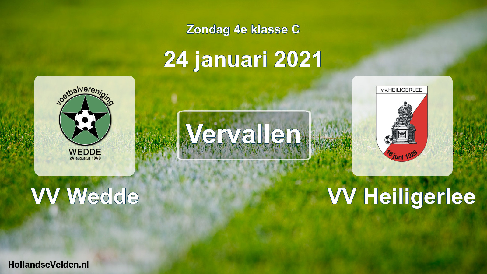 Scheduled Match: VV Wedde - VV Heiligerlee (24 January 2021)