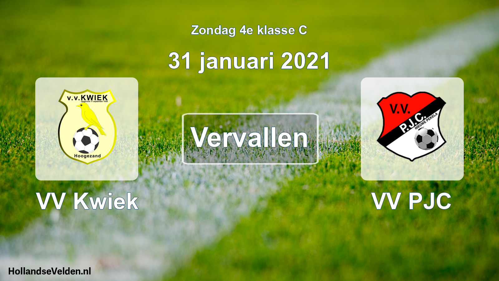 Scheduled Match: VV Kwiek - VV PJC (31 January 2021)