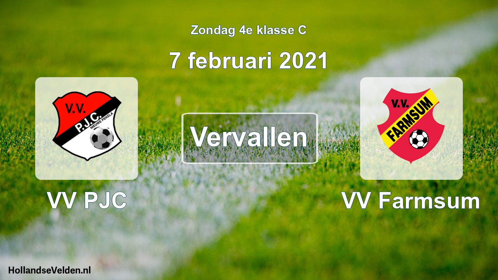 Scheduled Match: VV PJC - VV Farmsum (7 February 2021)