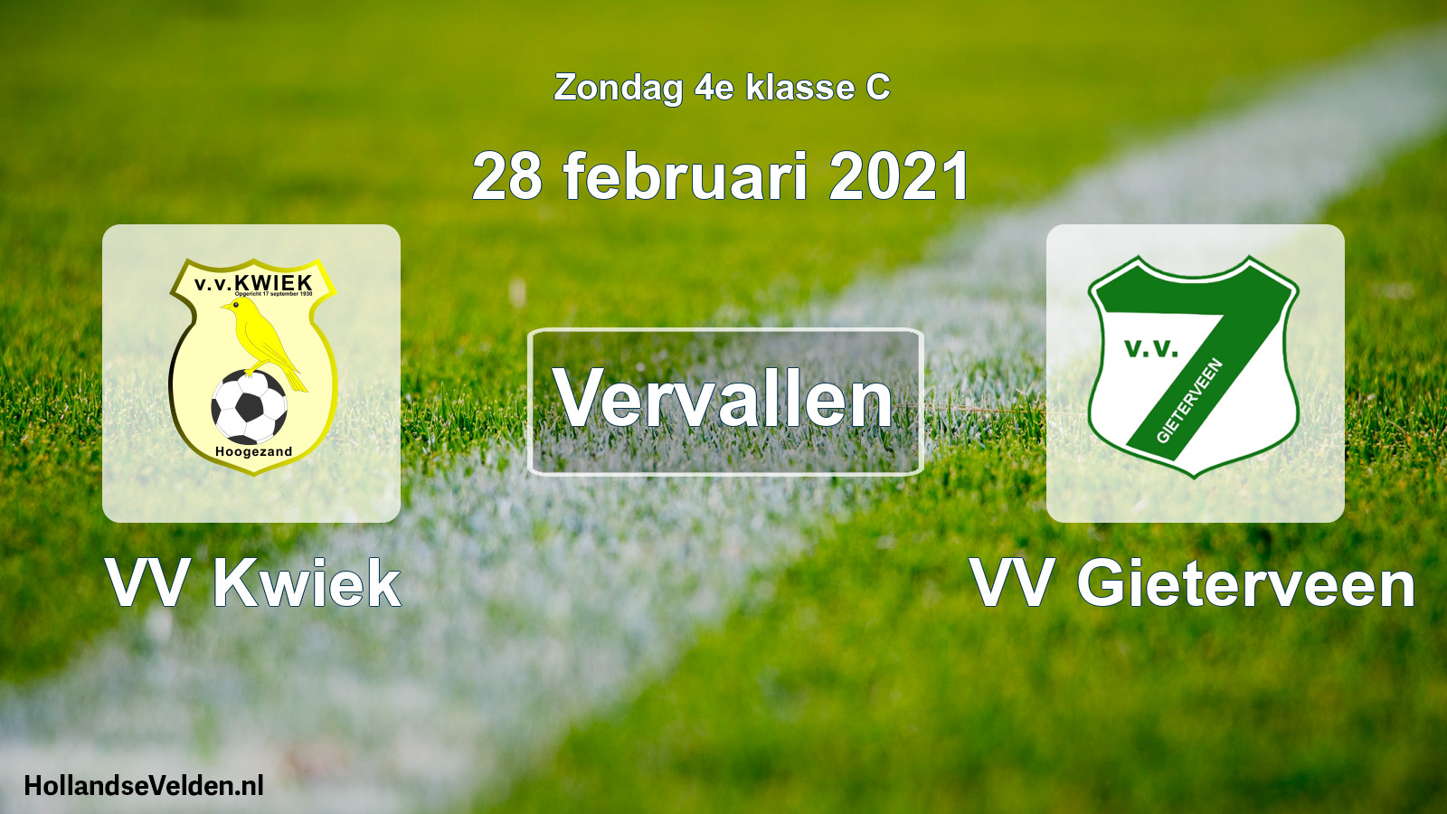 Scheduled Match: VV Kwiek - VV Gieterveen (28 February 2021)