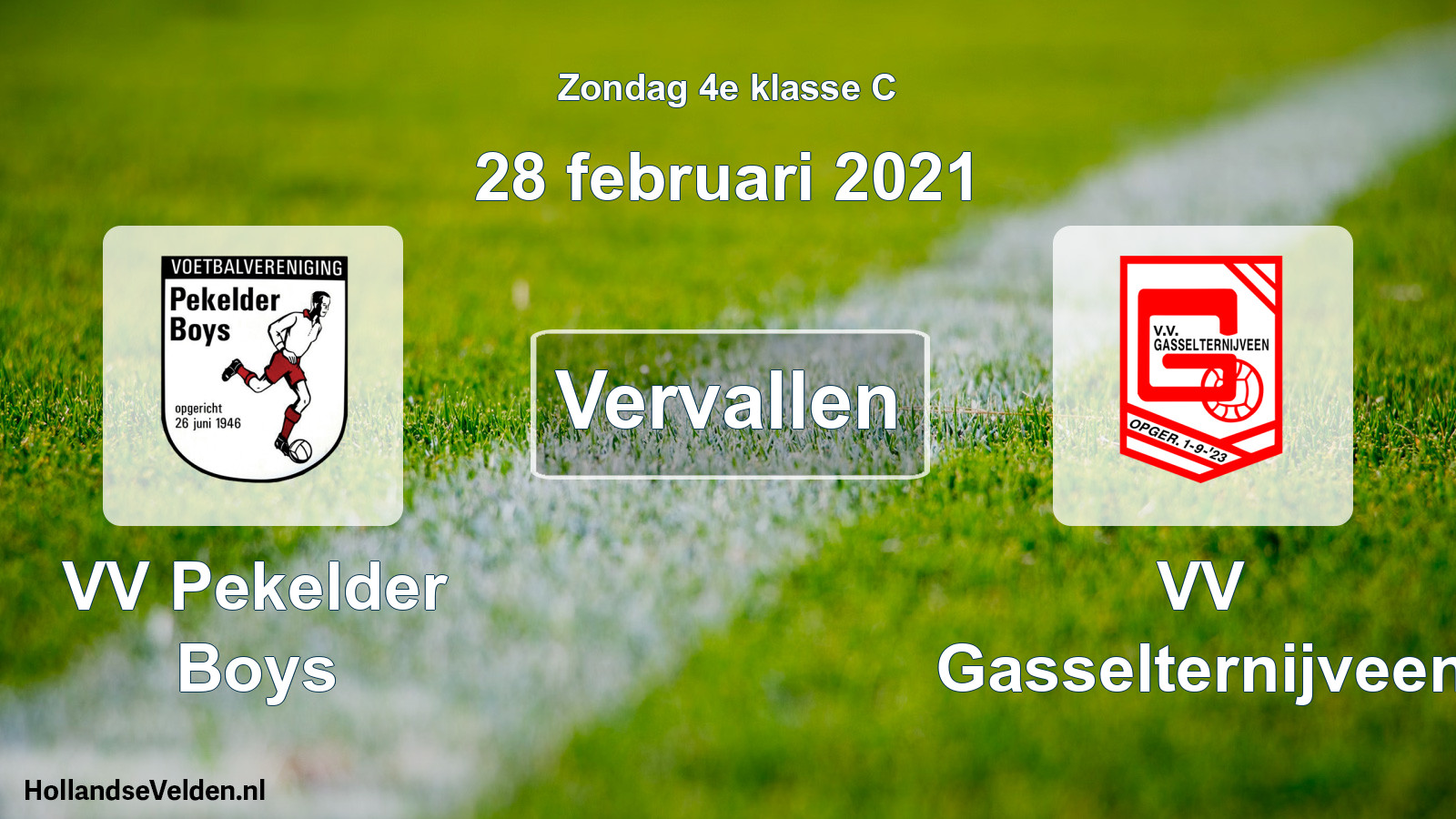 Scheduled Match: VV Pekelder Boys - VV Gasselternijveen (28 February 2021)