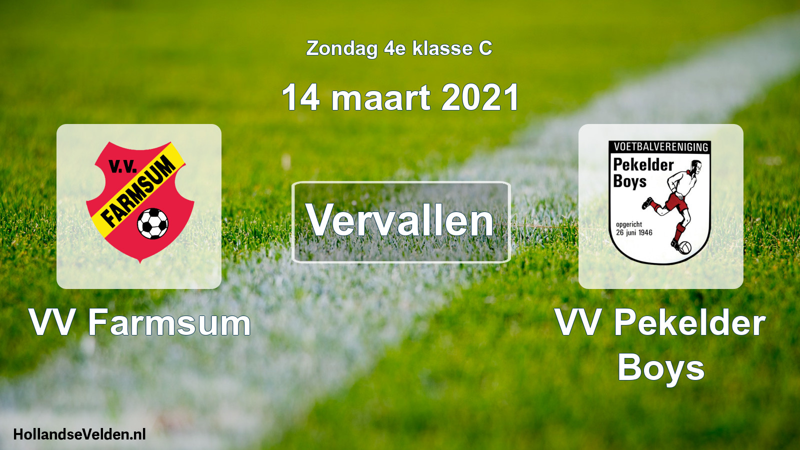 Scheduled Match: VV Farmsum - VV Pekelder Boys (14 March 2021)