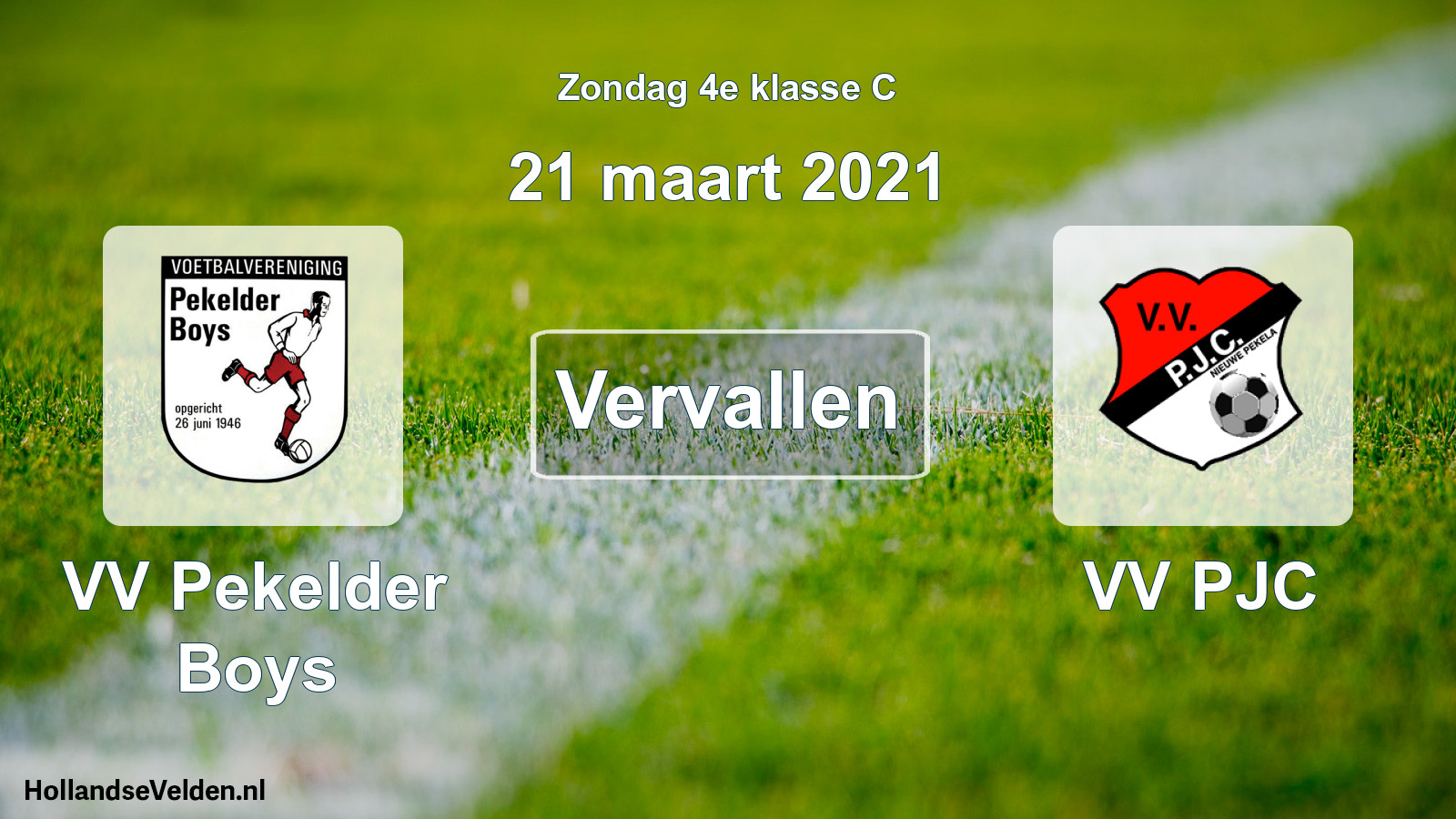 Scheduled Match: VV Pekelder Boys - VV PJC (21 March 2021)