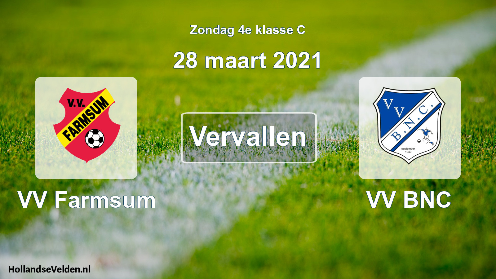 Scheduled Match: VV Farmsum - VV BNC (28 March 2021)