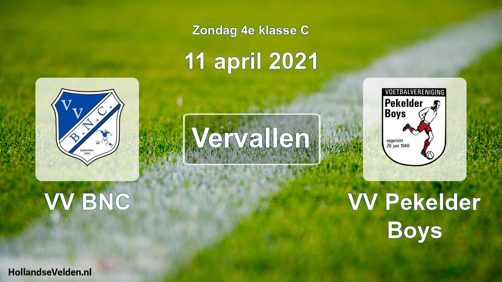 Scheduled Match: VV BNC - VV Pekelder Boys (11 April 2021)