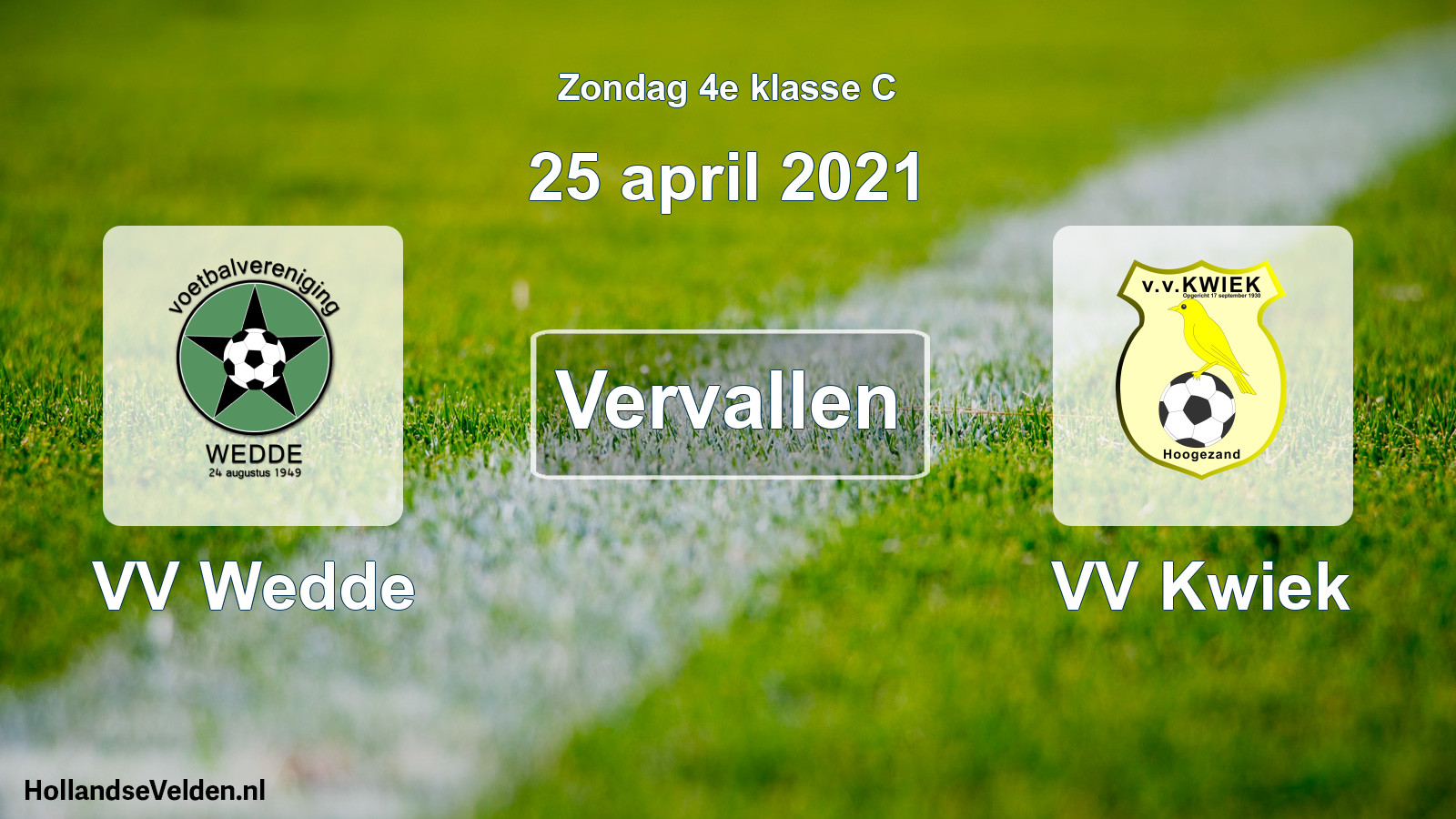 Scheduled Match: VV Wedde - VV Kwiek (25 April 2021)