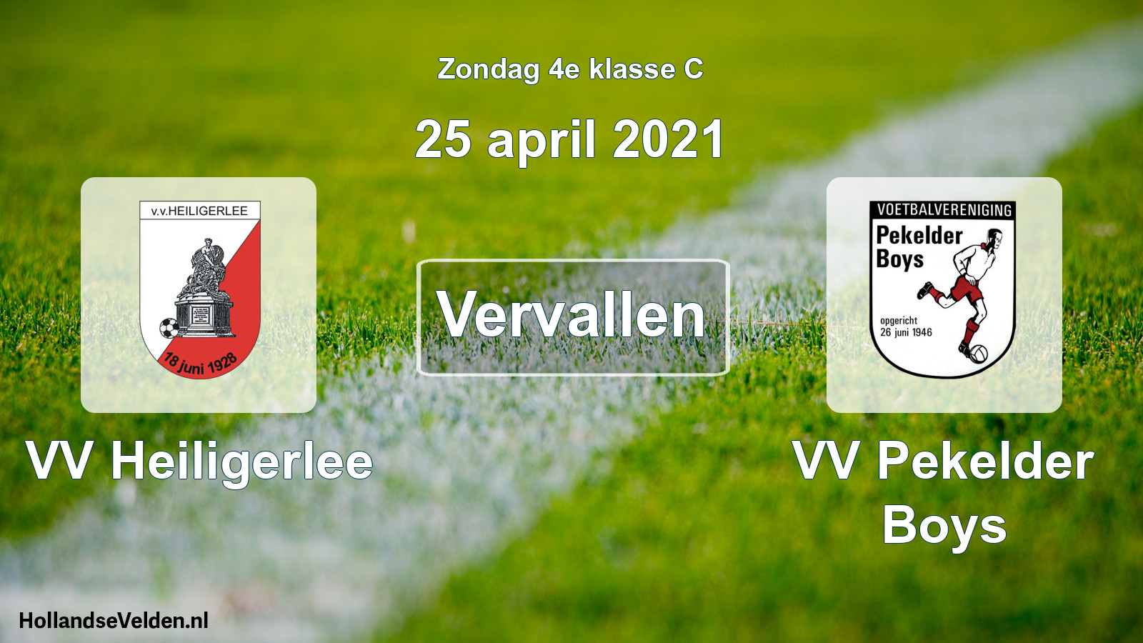 Scheduled Match: VV Heiligerlee - VV Pekelder Boys (25 April 2021)