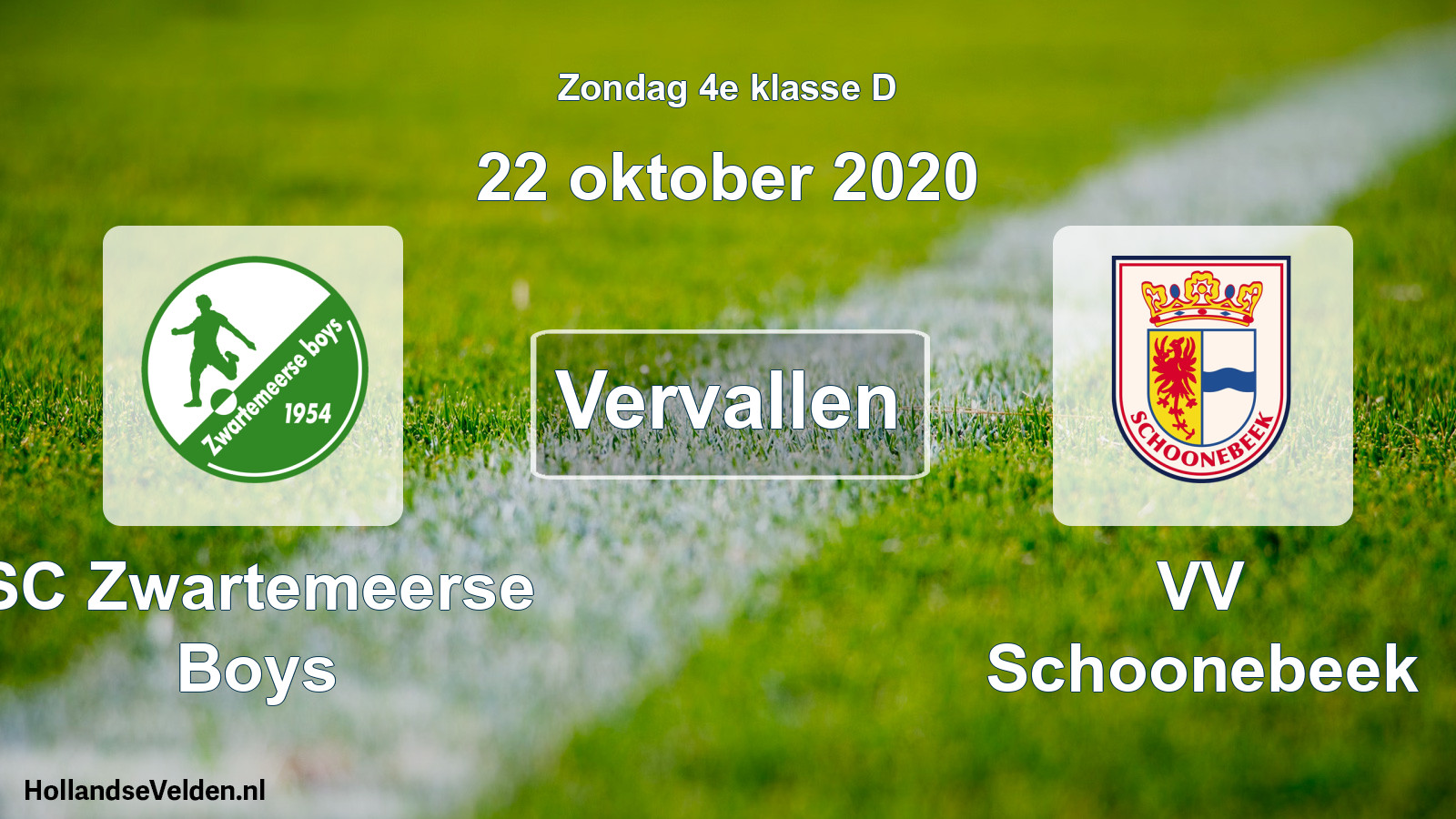 Scheduled Match: SC Zwartemeerse Boys - VV Schoonebeek (22 October 2020)