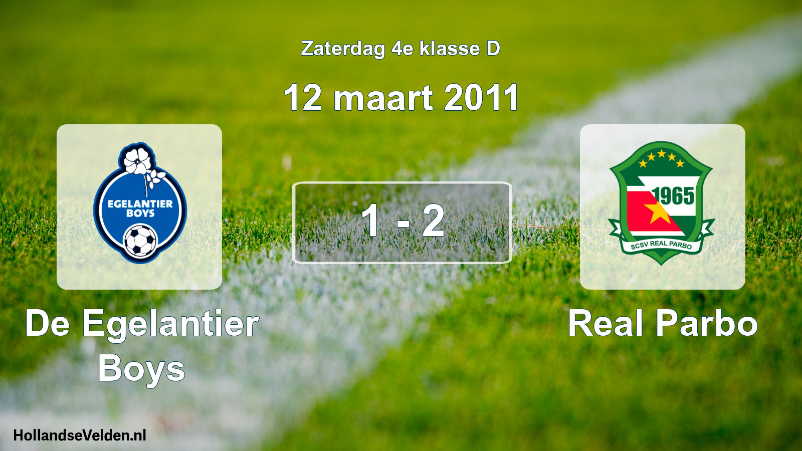 Total number of matches played: De Egelantier Boys - Real Parbo 1 - 2 (12 March 2011)
