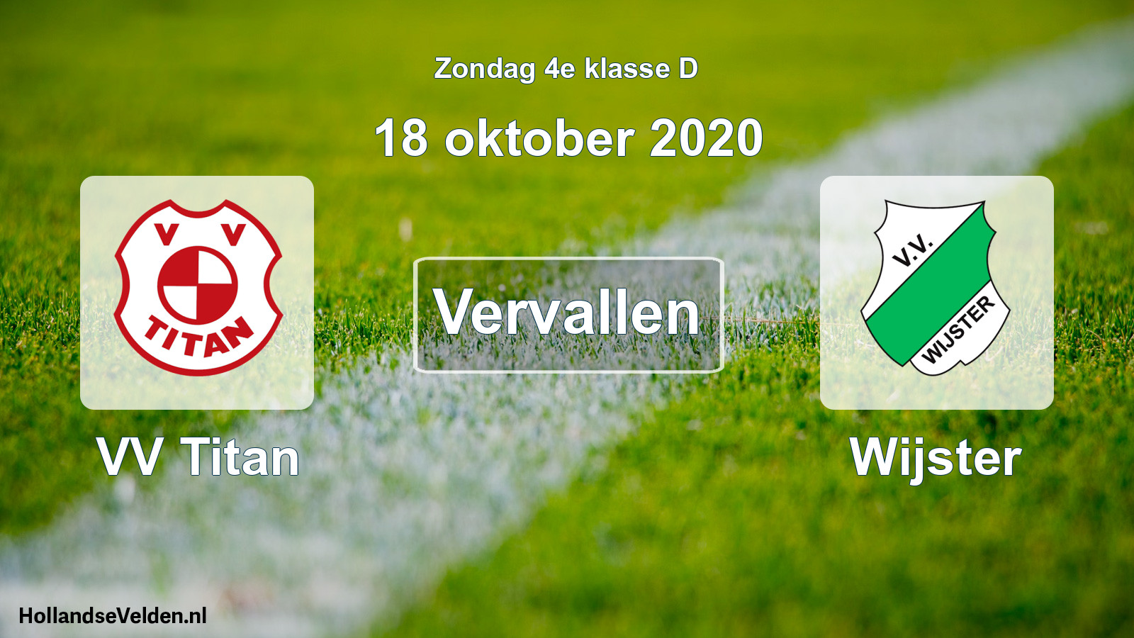Scheduled Match: VV Titan - Wijster (18 October 2020)