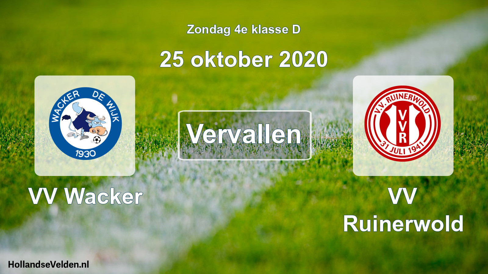 Scheduled Match: VV Wacker - VV Ruinerwold (25 October 2020)
