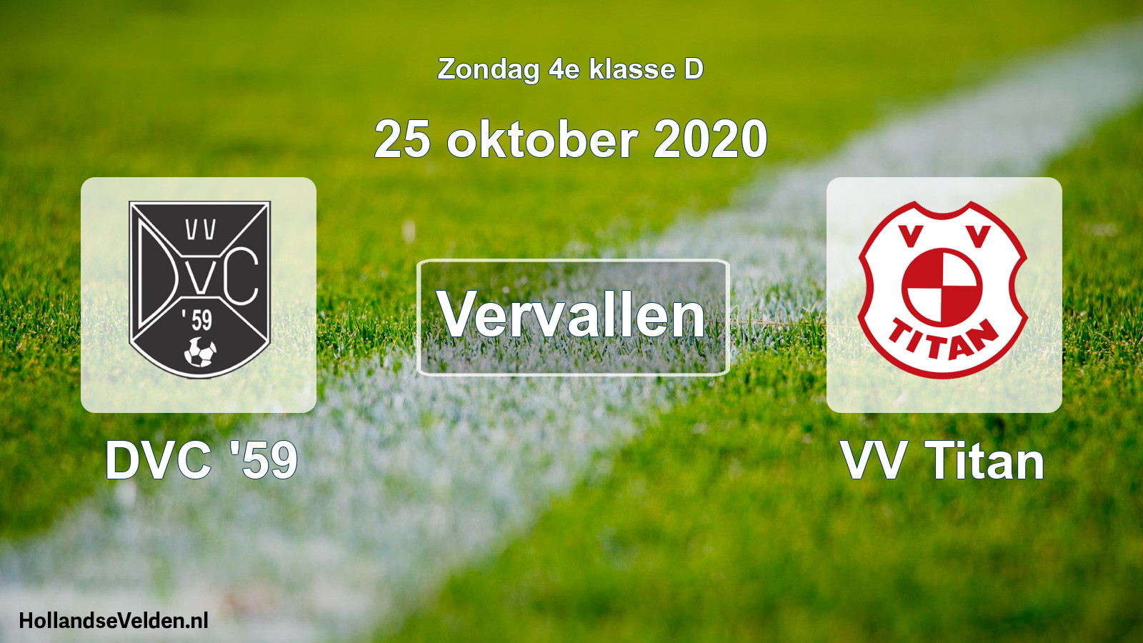Scheduled Match: DVC '59 - VV Titan (25 October 2020)