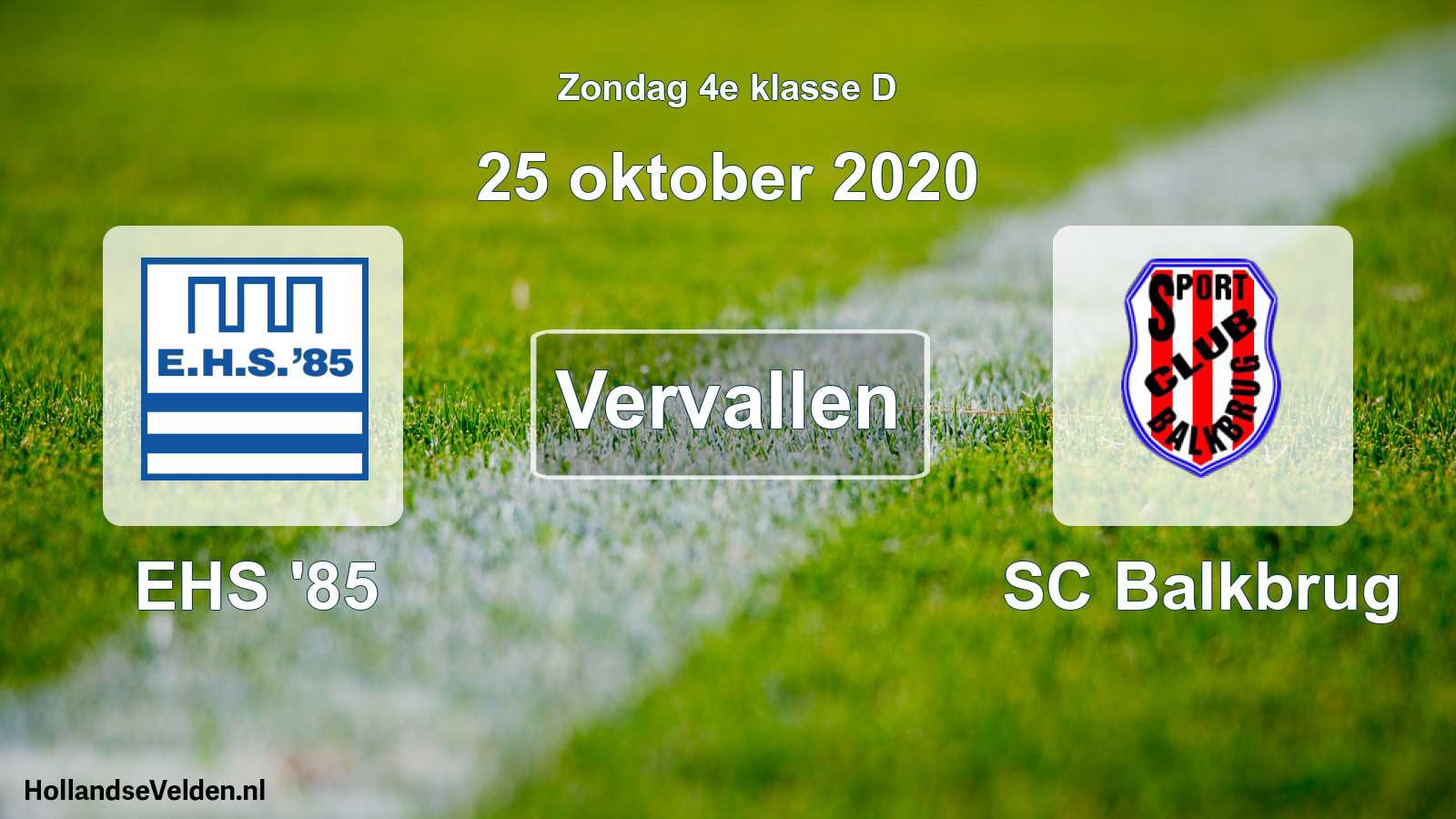 Scheduled Match: EHS '85 - SC Balkbrug (25 October 2020)