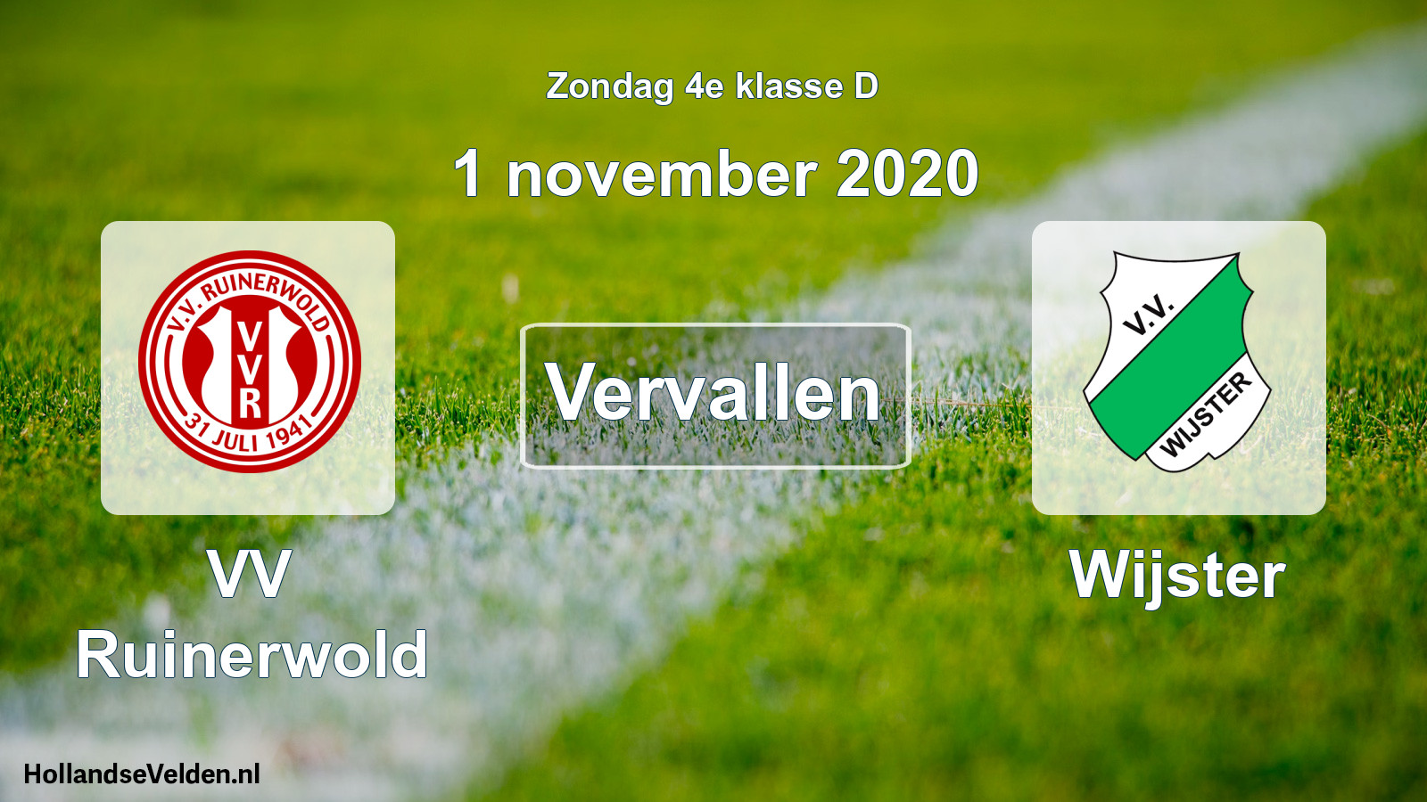 Scheduled Match: VV Ruinerwold - Wijster (1 November 2020)