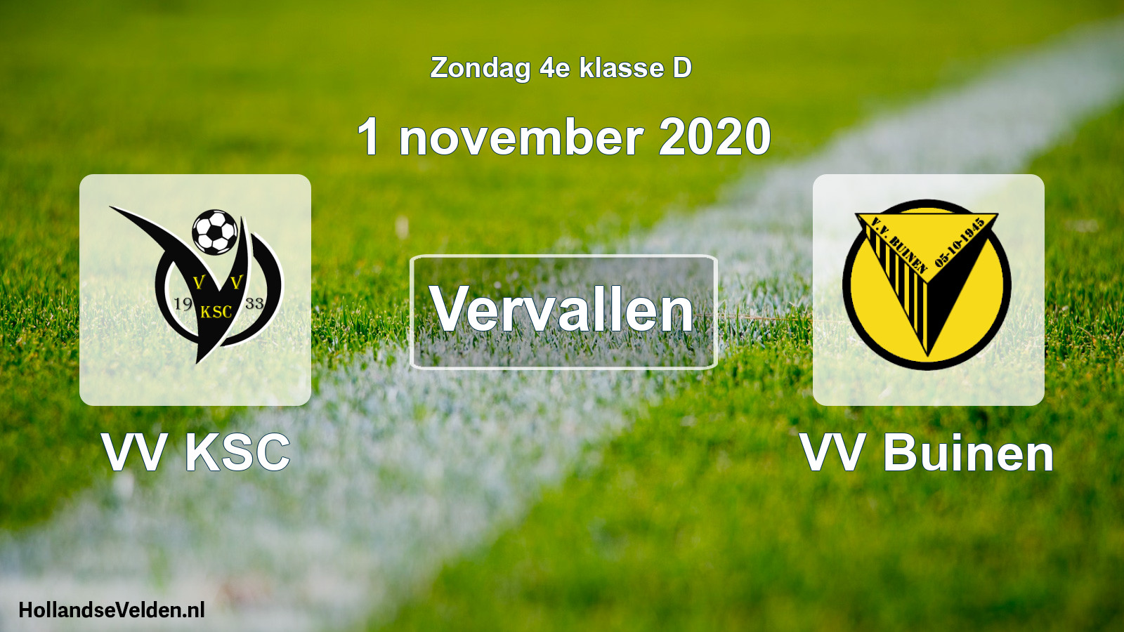 Scheduled Match: VV KSC - VV Buinen (1 November 2020)