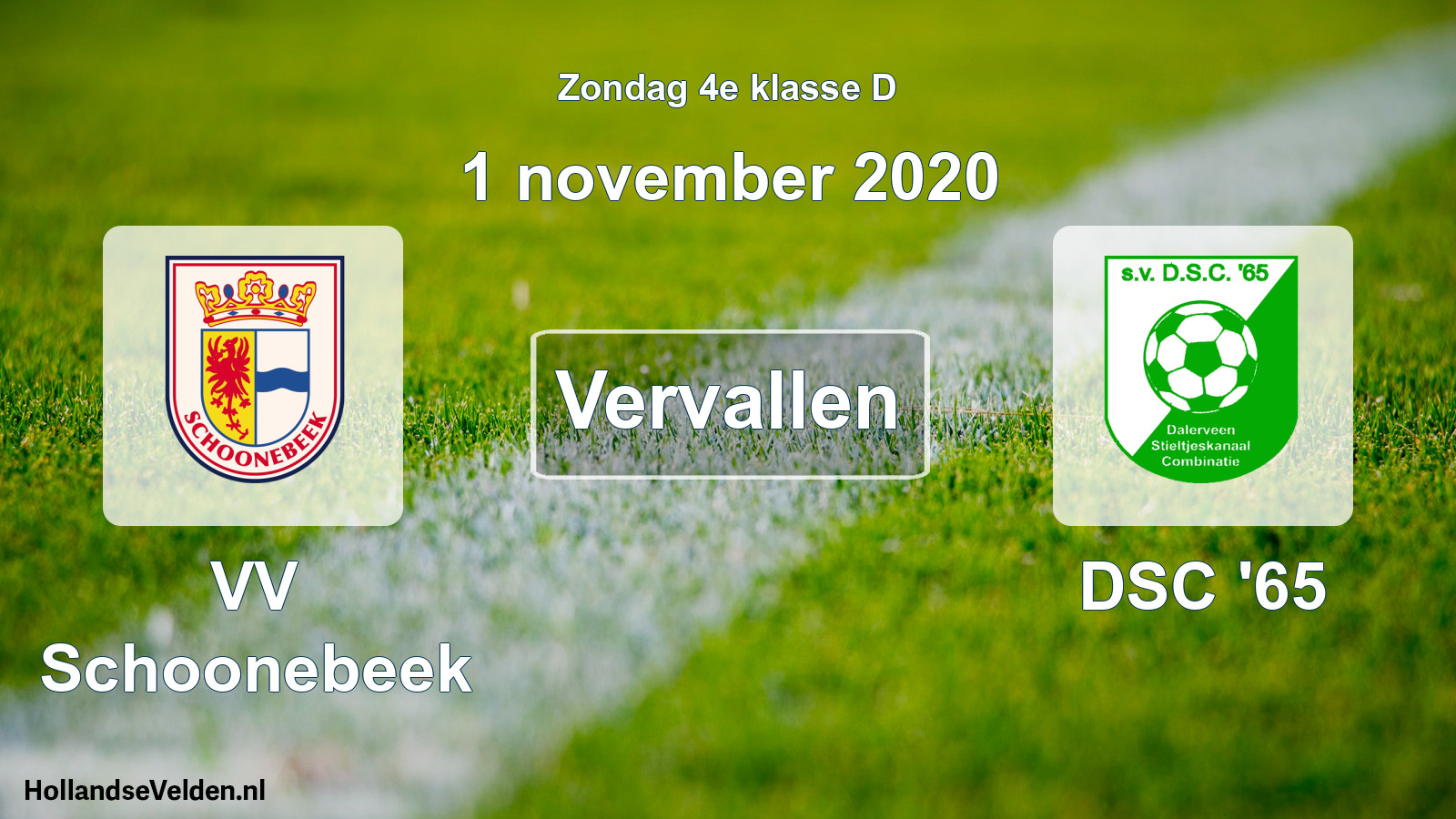 Scheduled Match: VV Schoonebeek - DSC '65 (1 November 2020)