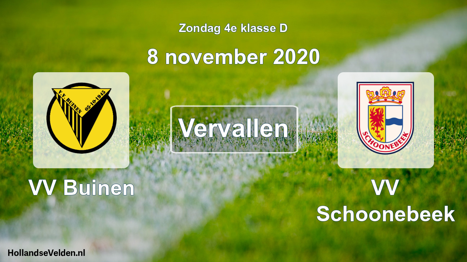 Scheduled Match: VV Buinen - VV Schoonebeek (8 November 2020)