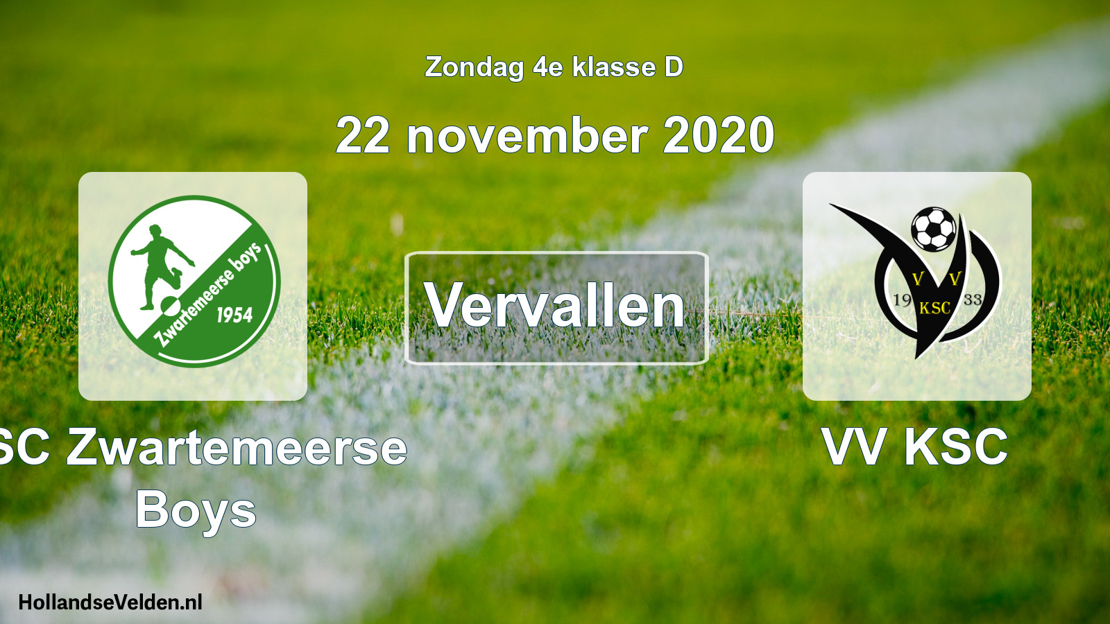 Scheduled Match: SC Zwartemeerse Boys - VV KSC (22 November 2020)
