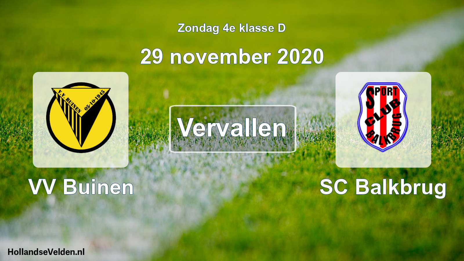 Scheduled Match: VV Buinen - SC Balkbrug (29 November 2020)