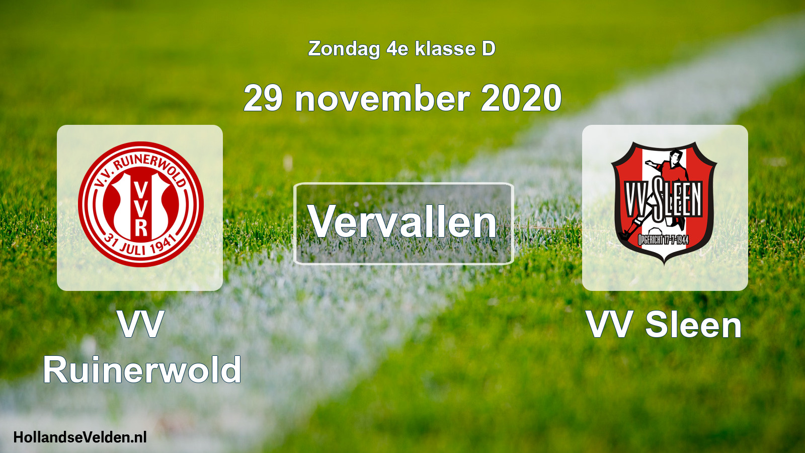 Scheduled Match: VV Ruinerwold - VV Sleen (29 November 2020)