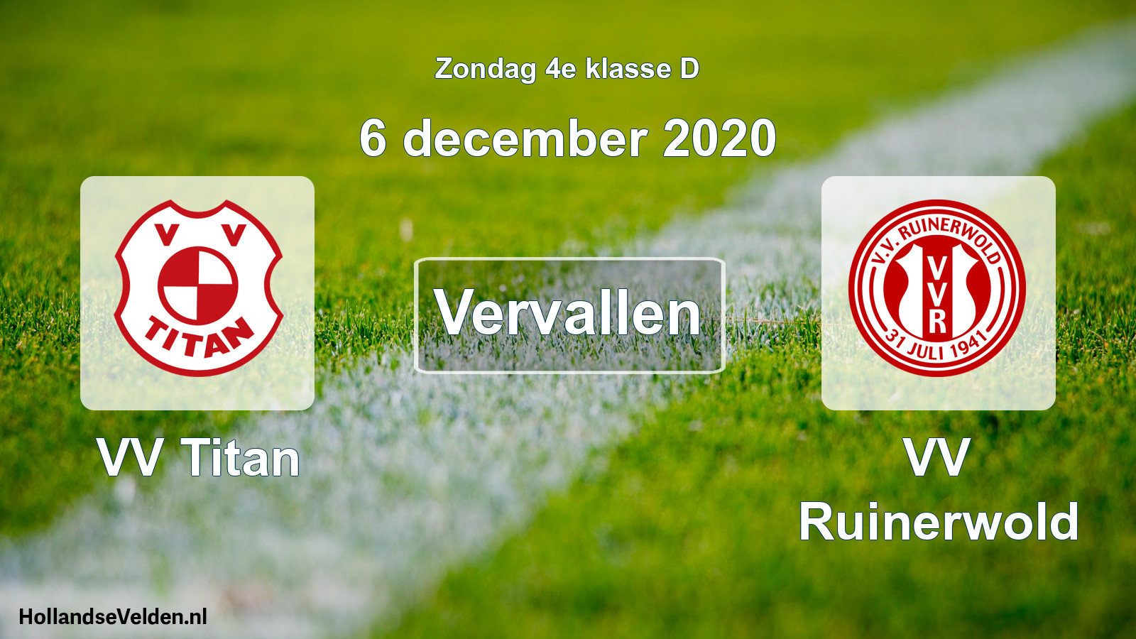 Scheduled Match: VV Titan - VV Ruinerwold (6 December 2020)