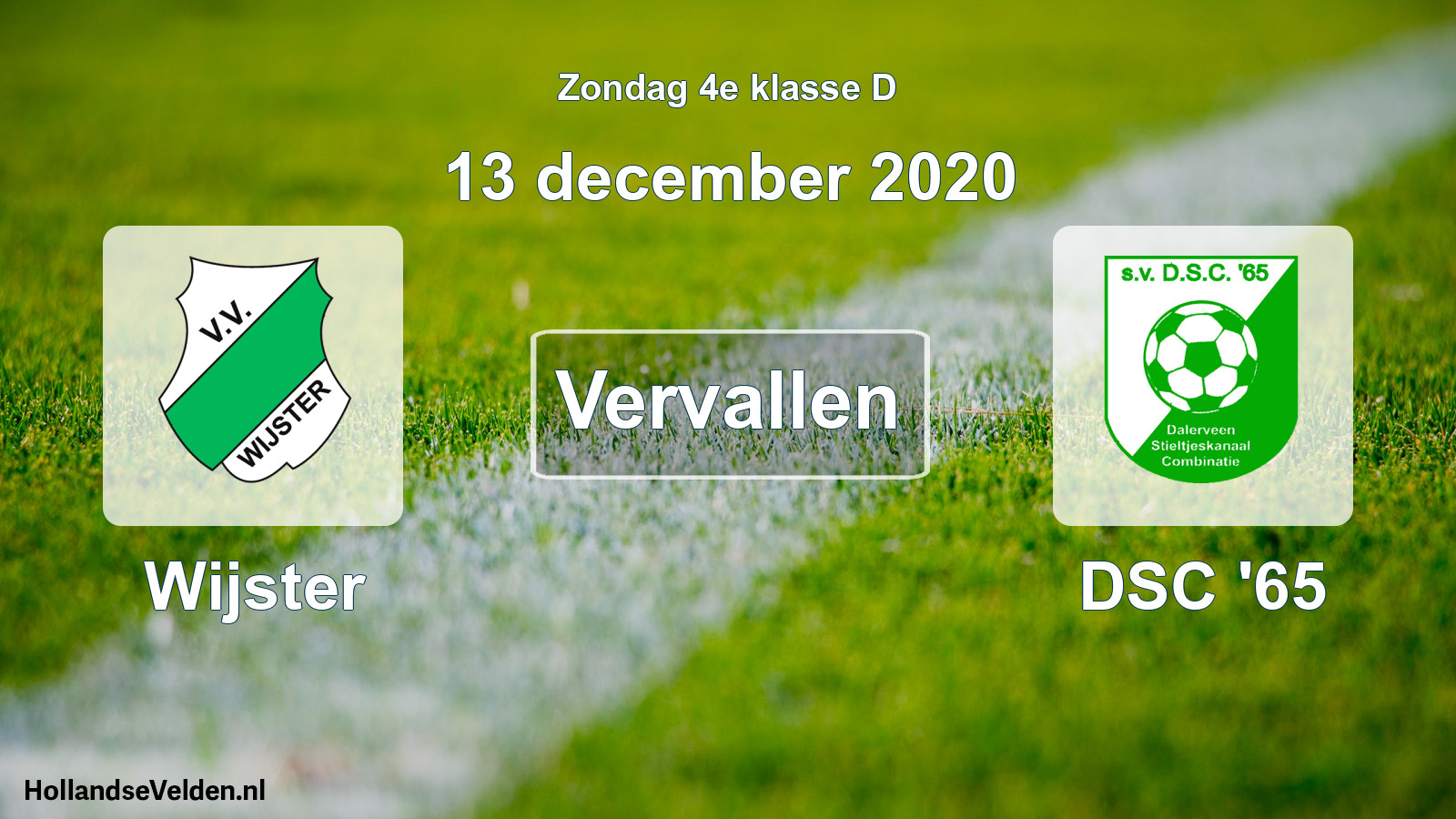 Scheduled Match: Wijster - DSC '65 (13 December 2020)