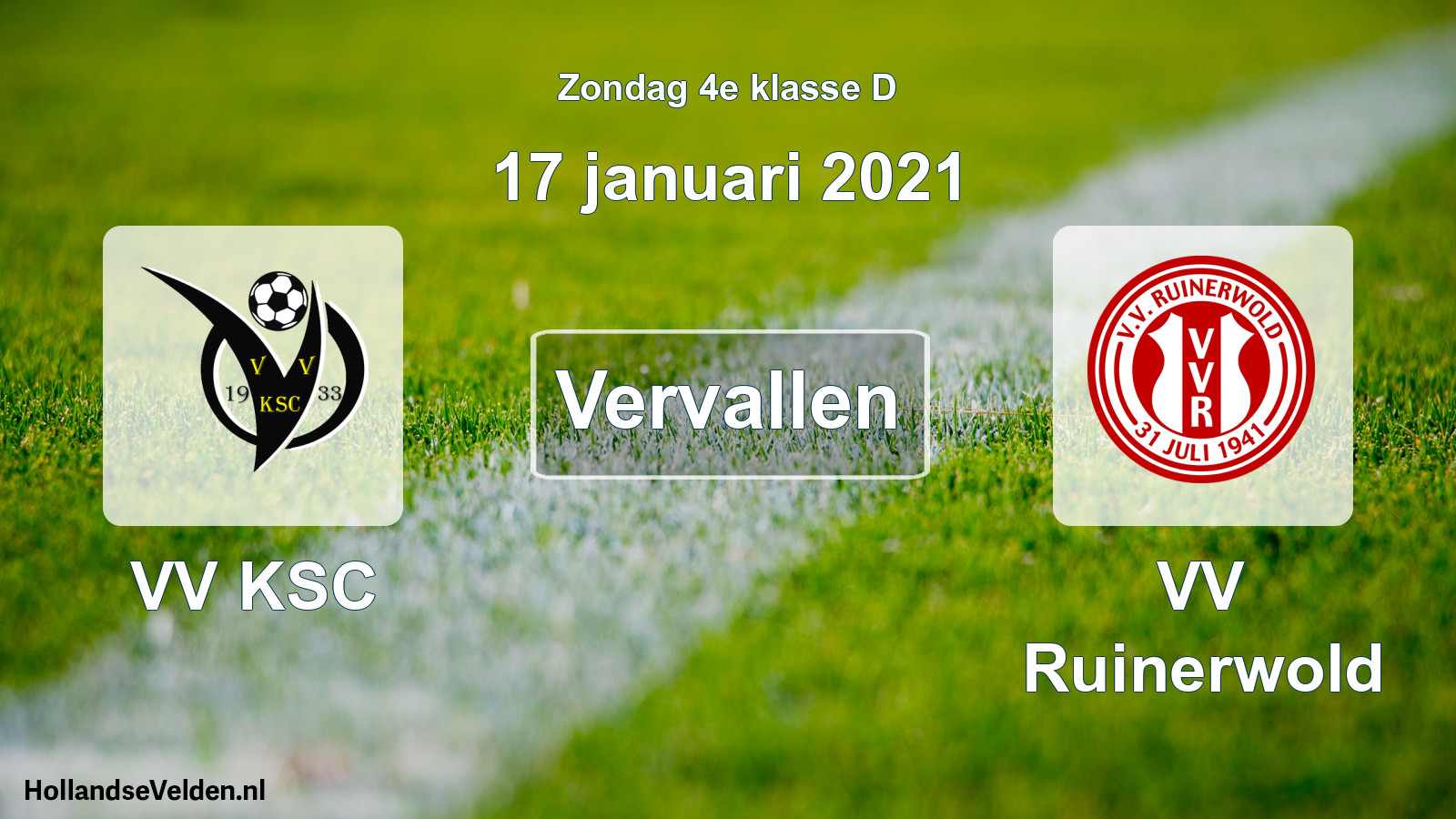 Scheduled Match: VV KSC - VV Ruinerwold (17 January 2021)