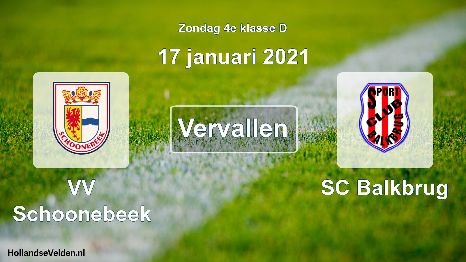 Scheduled Match: VV Schoonebeek - SC Balkbrug (17 January 2021)