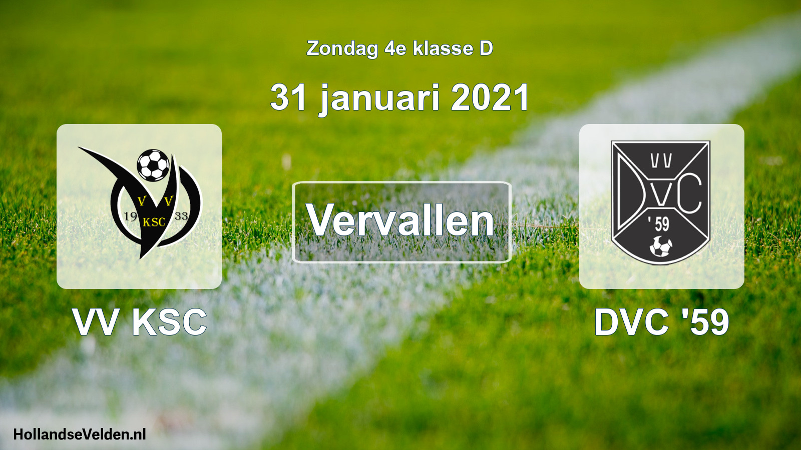 Scheduled Match: VV KSC - DVC '59 (31 January 2021)