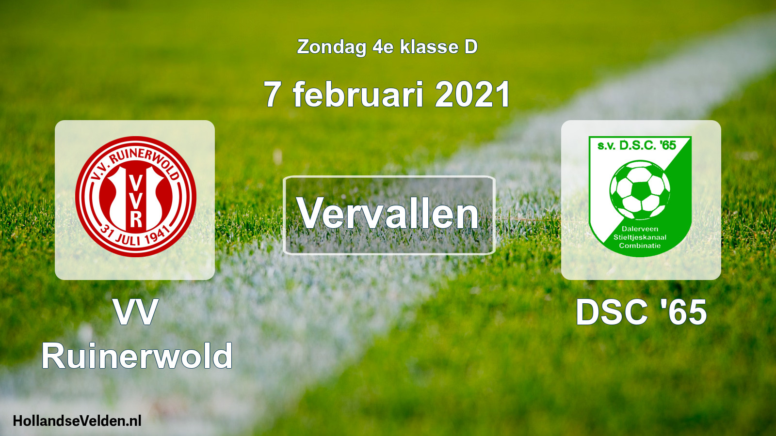 Scheduled Match: VV Ruinerwold - DSC '65 (7 February 2021)