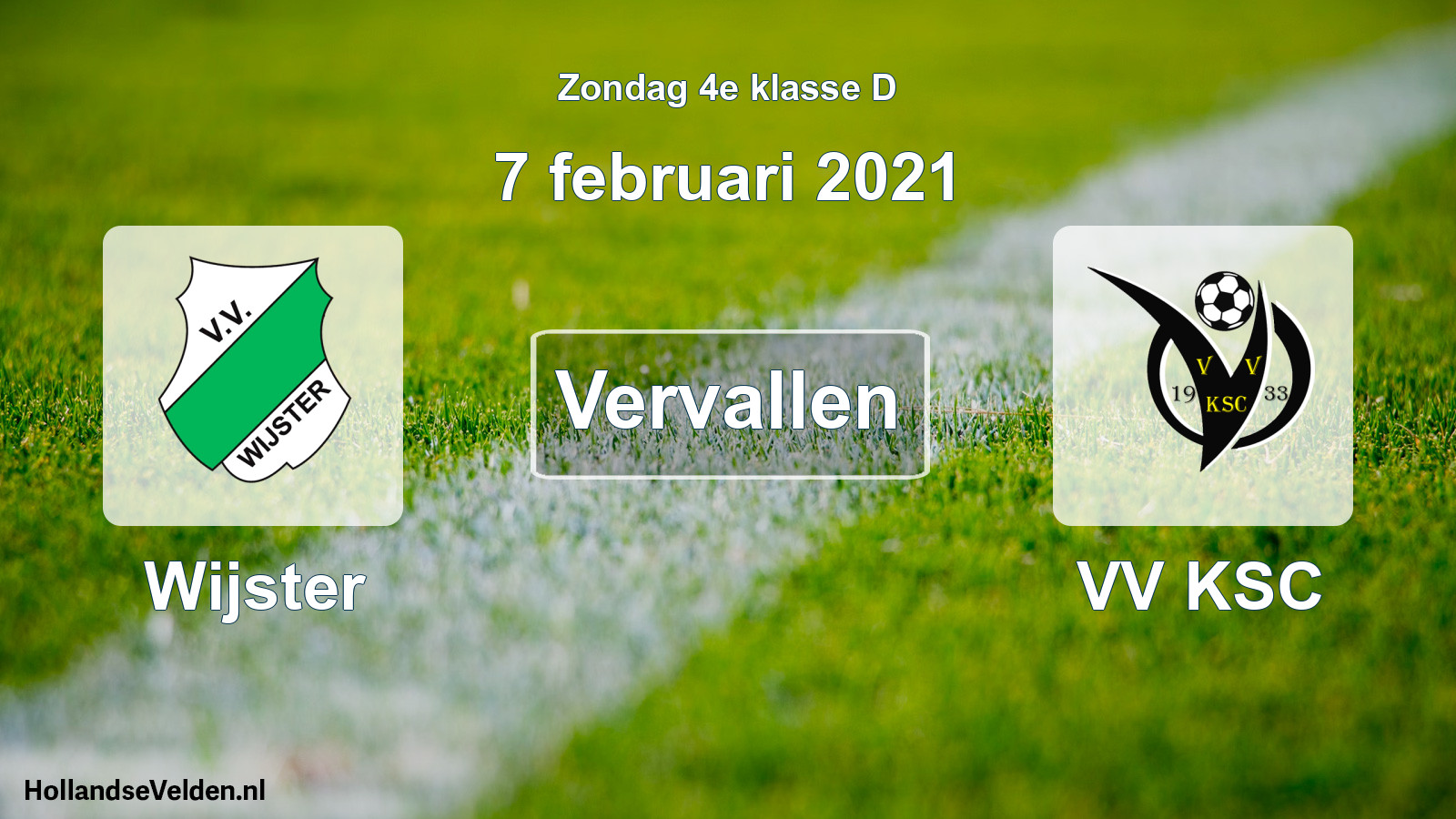 Scheduled Match: Wijster - VV KSC (7 February 2021)