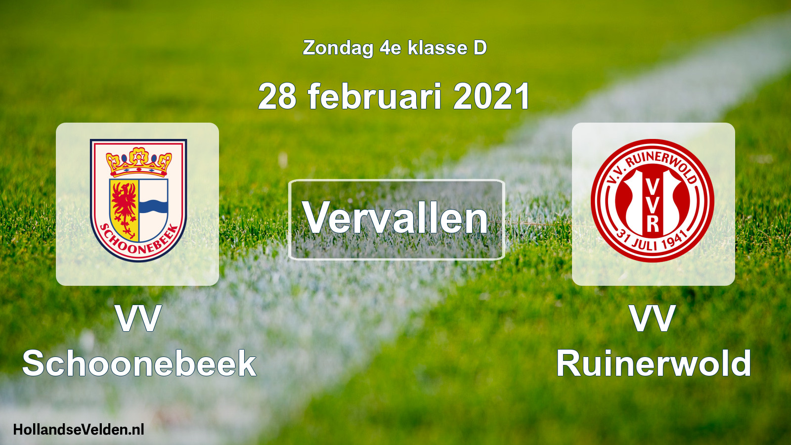 Scheduled Match: VV Schoonebeek - VV Ruinerwold (28 February 2021)