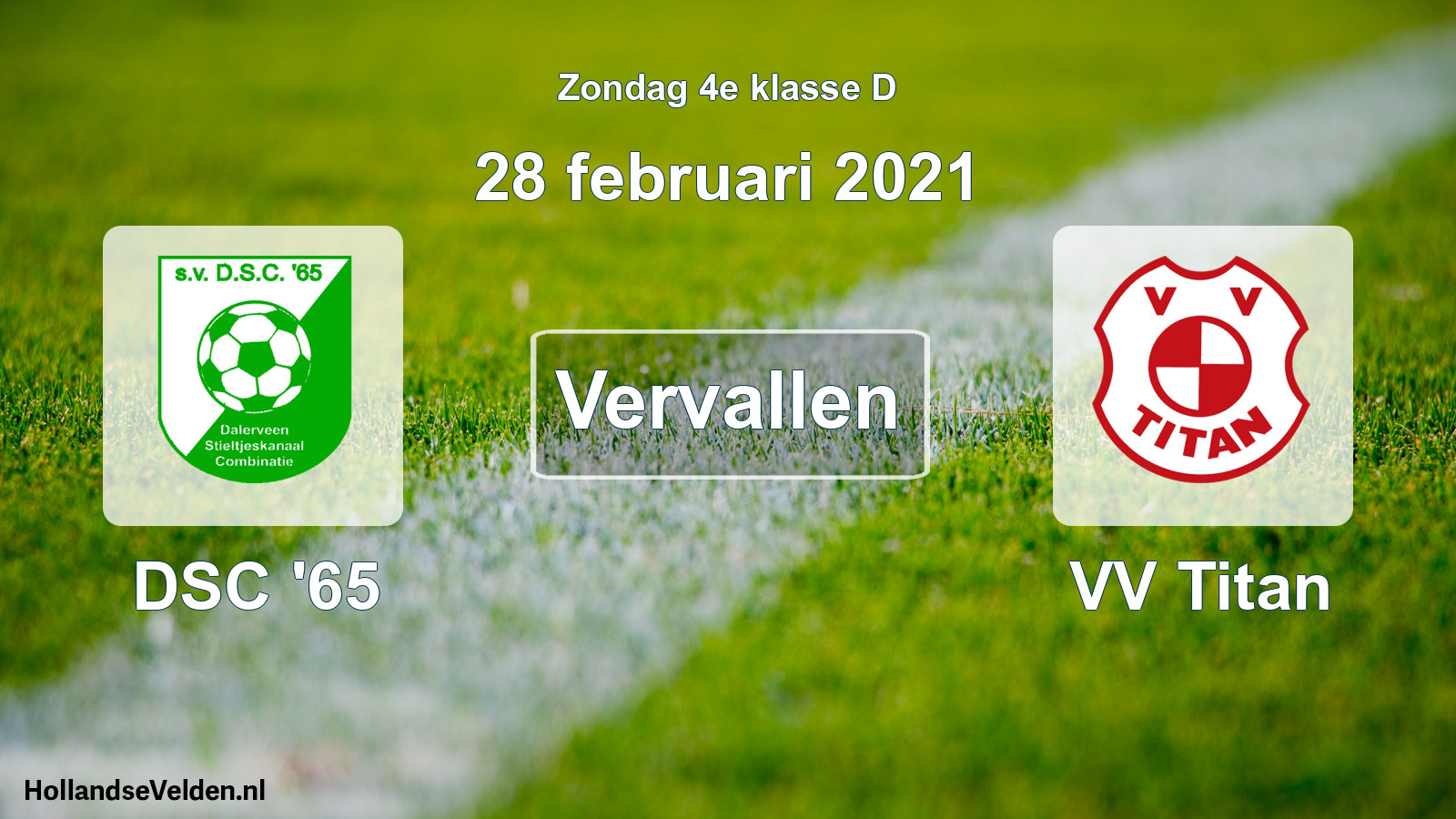 Scheduled Match: DSC '65 - VV Titan (28 February 2021)
