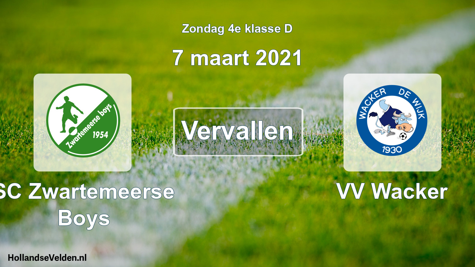 Scheduled Match: SC Zwartemeerse Boys - VV Wacker (7 March 2021)