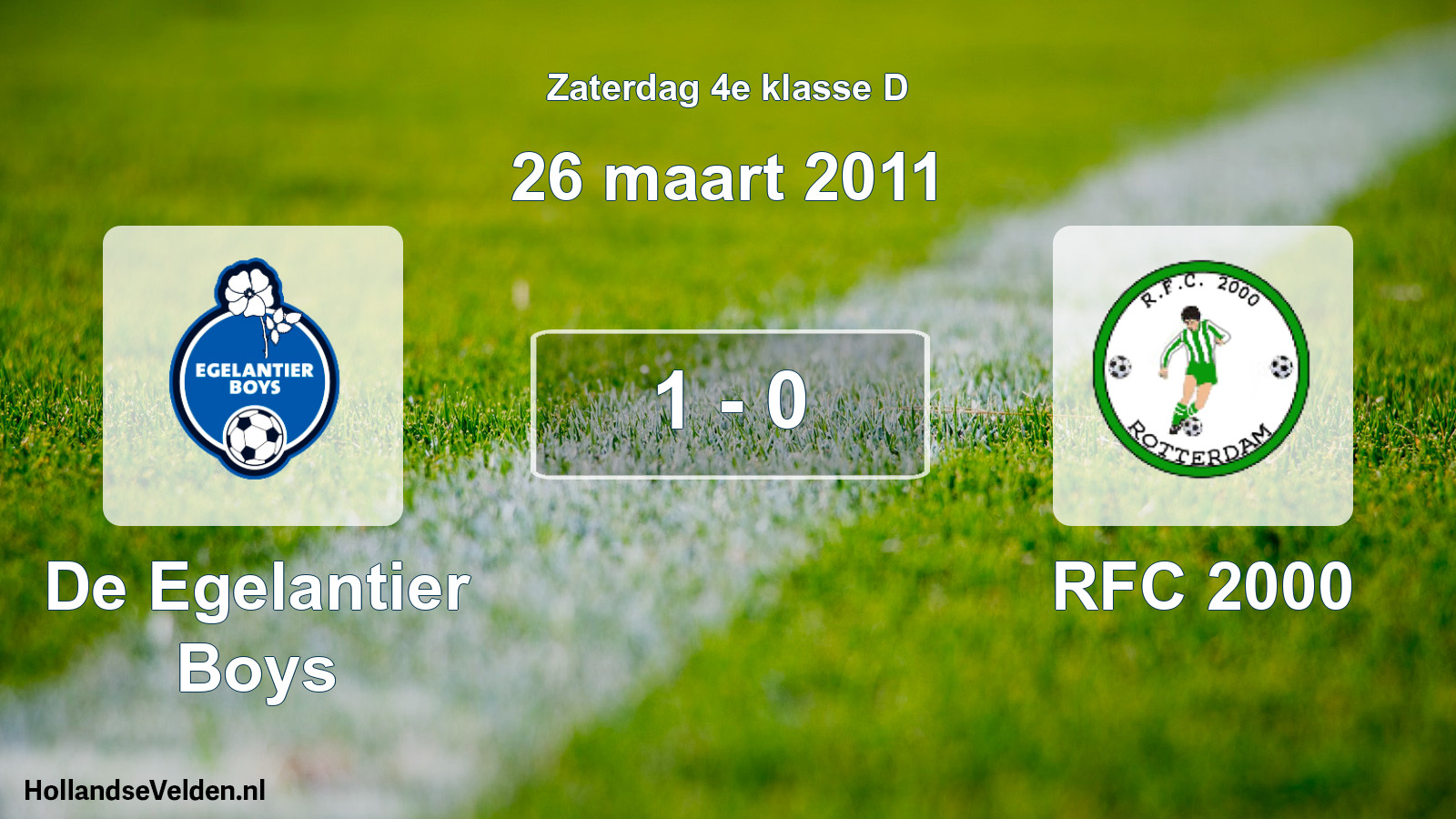 Total number of matches played: De Egelantier Boys - RFC 2000 1 - 0 (26 March 2011)