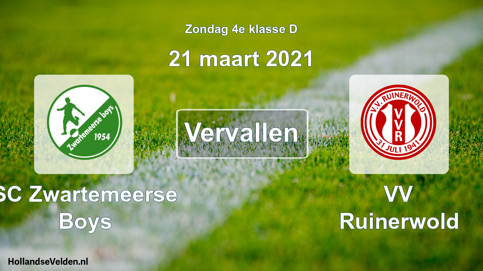 Scheduled Match: SC Zwartemeerse Boys - VV Ruinerwold (21 March 2021)
