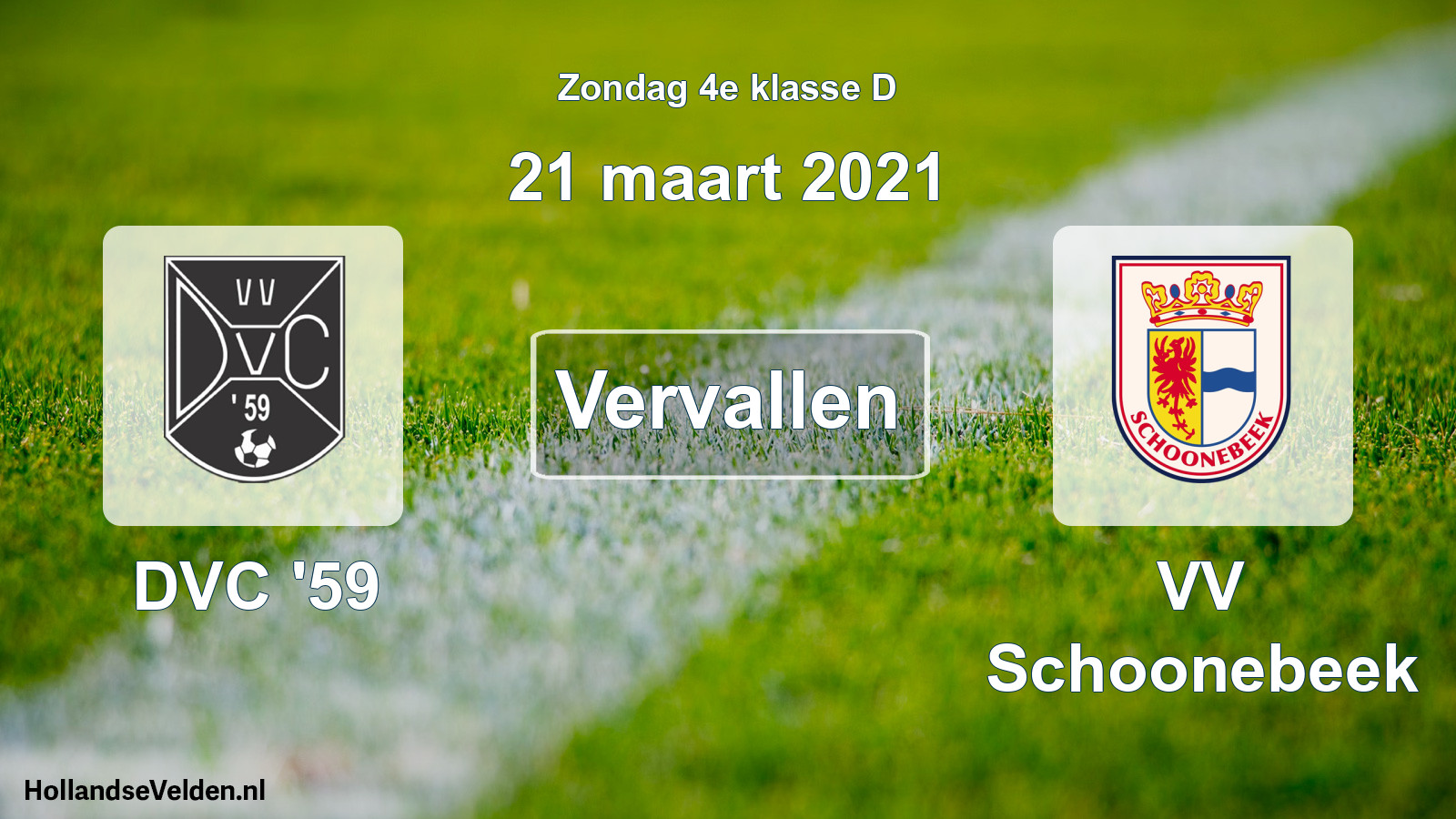 Scheduled Match: DVC '59 - VV Schoonebeek (21 March 2021)