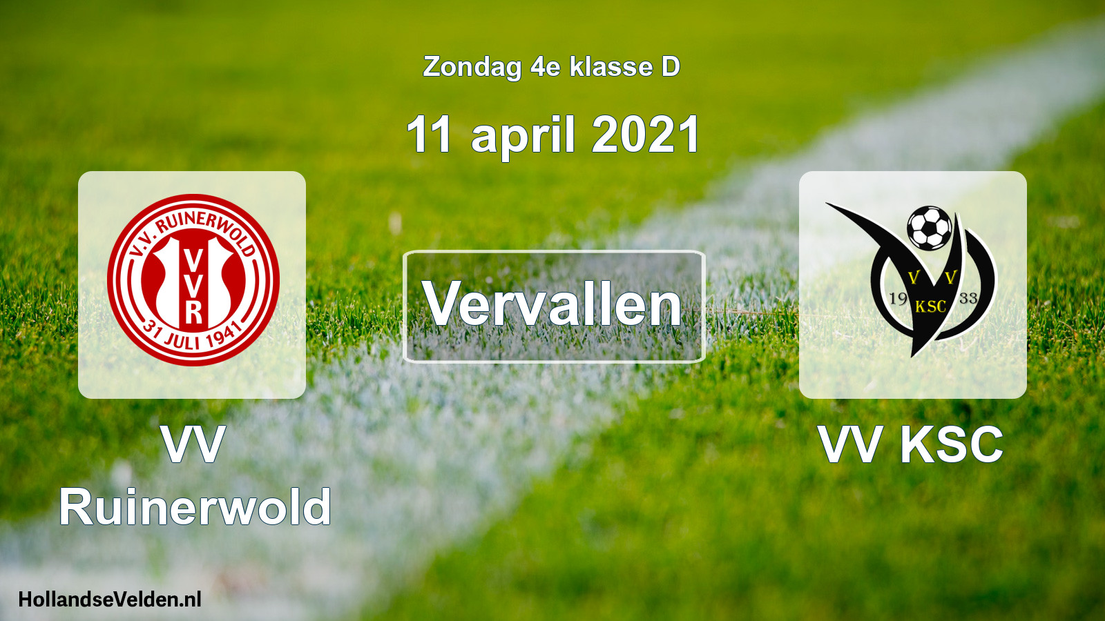 Scheduled Match: VV Ruinerwold - VV KSC (11 April 2021)
