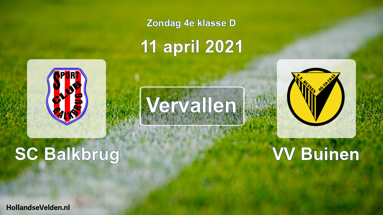 Scheduled Match: SC Balkbrug - VV Buinen (11 April 2021)