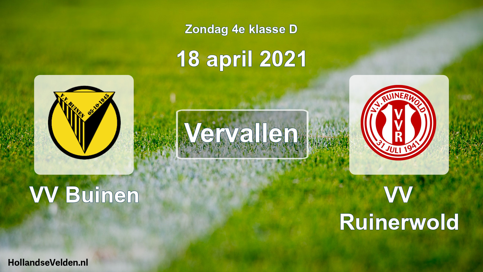 Scheduled Match: VV Buinen - VV Ruinerwold (18 April 2021)