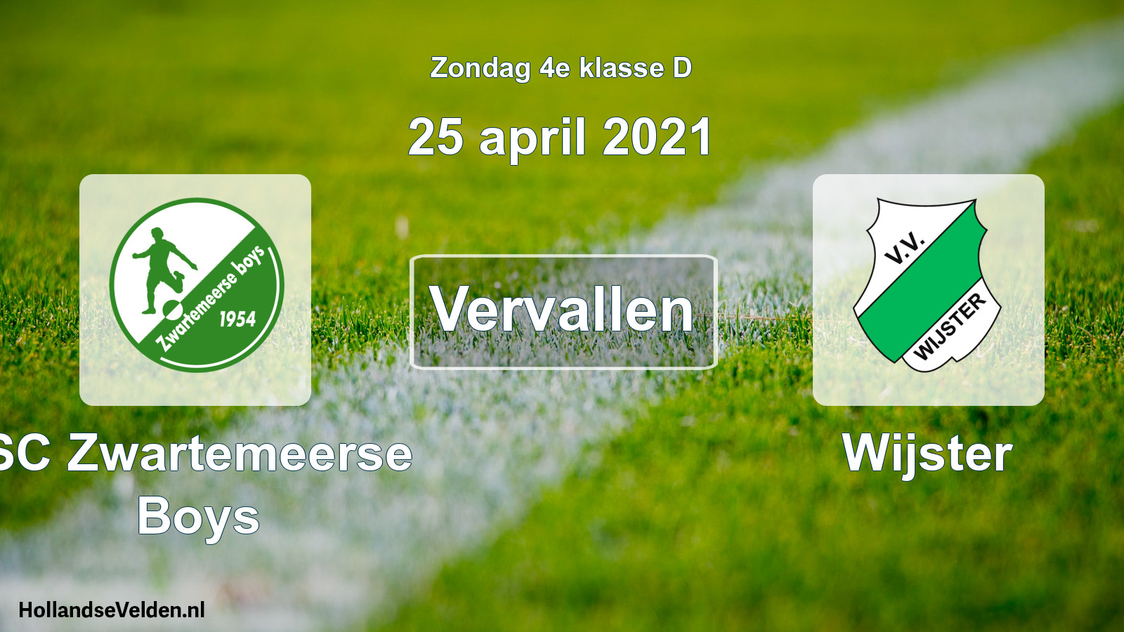 Scheduled Match: SC Zwartemeerse Boys - Wijster (25 April 2021)