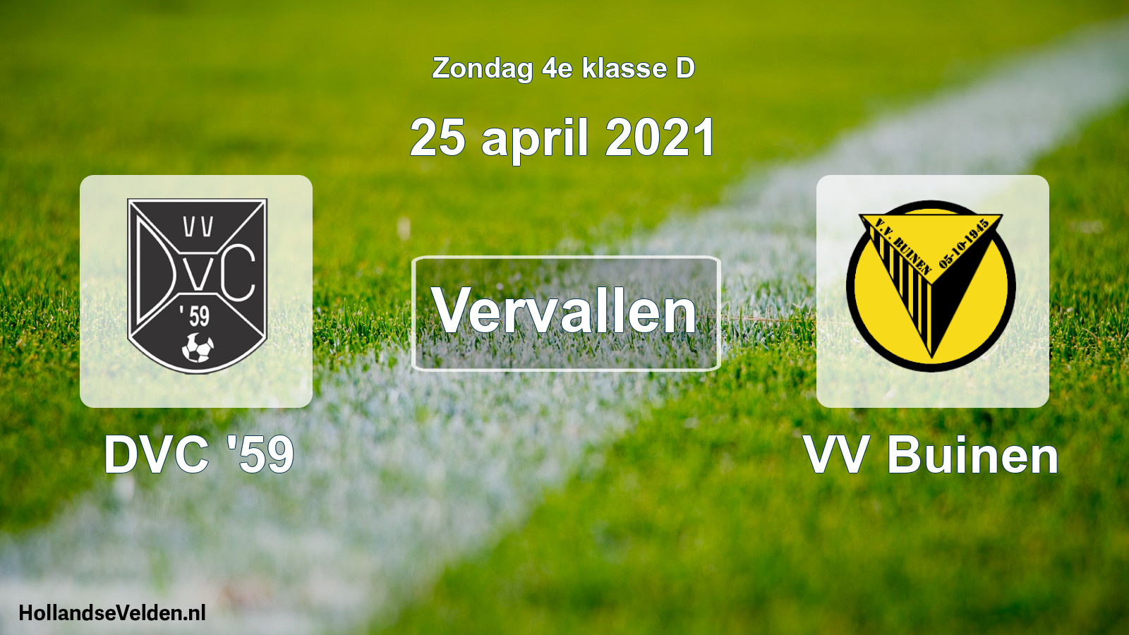 Scheduled Match: DVC '59 - VV Buinen (25 April 2021)