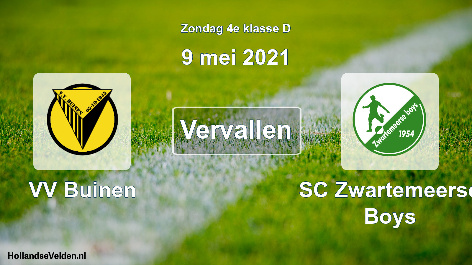 Scheduled Match: VV Buinen - SC Zwartemeerse Boys (9 May 2021)