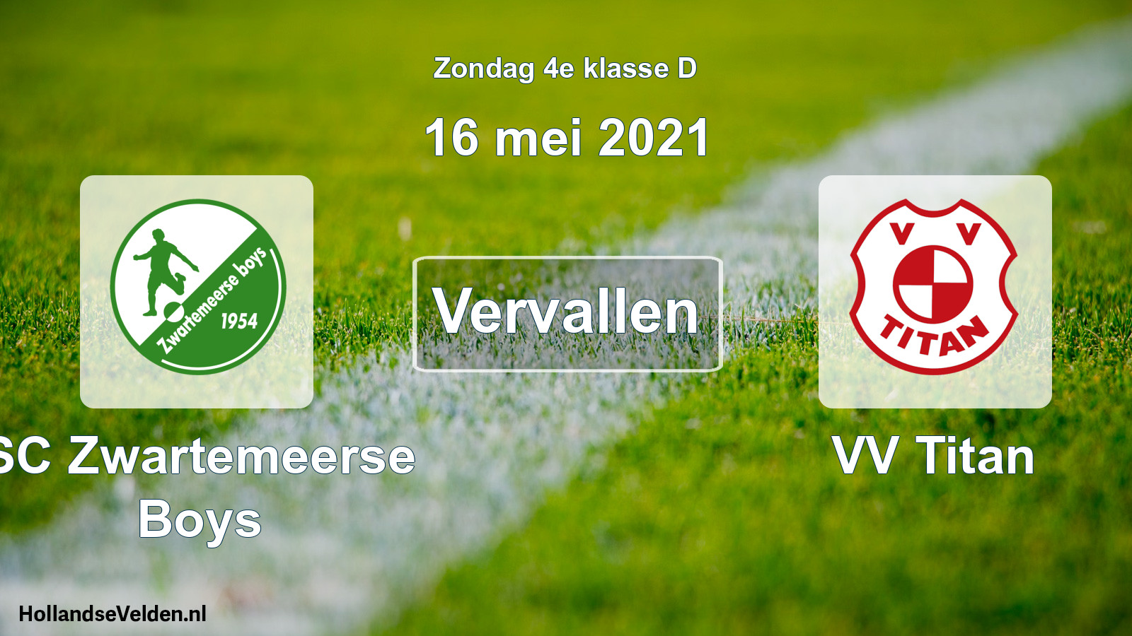 Scheduled Match: SC Zwartemeerse Boys - VV Titan (16 May 2021)