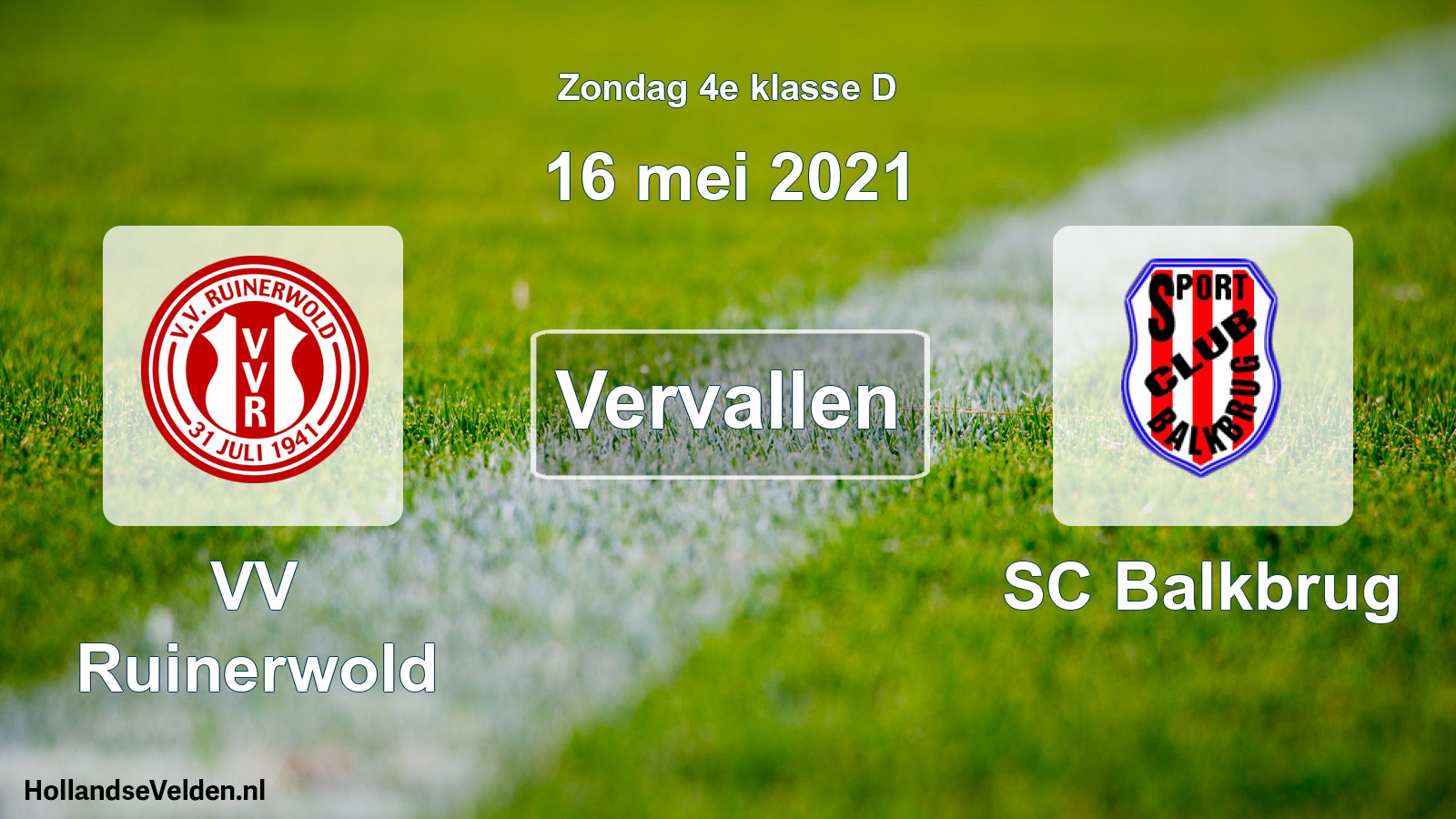 Scheduled Match: VV Ruinerwold - SC Balkbrug (16 May 2021)