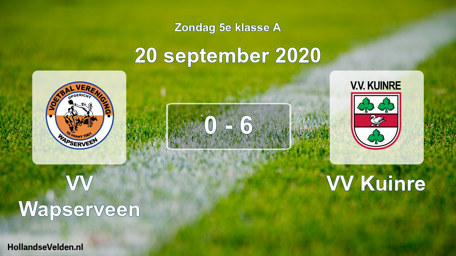 Total number of matches played: VV Wapserveen - VV Kuinre 0 - 6 (20 September 2020)