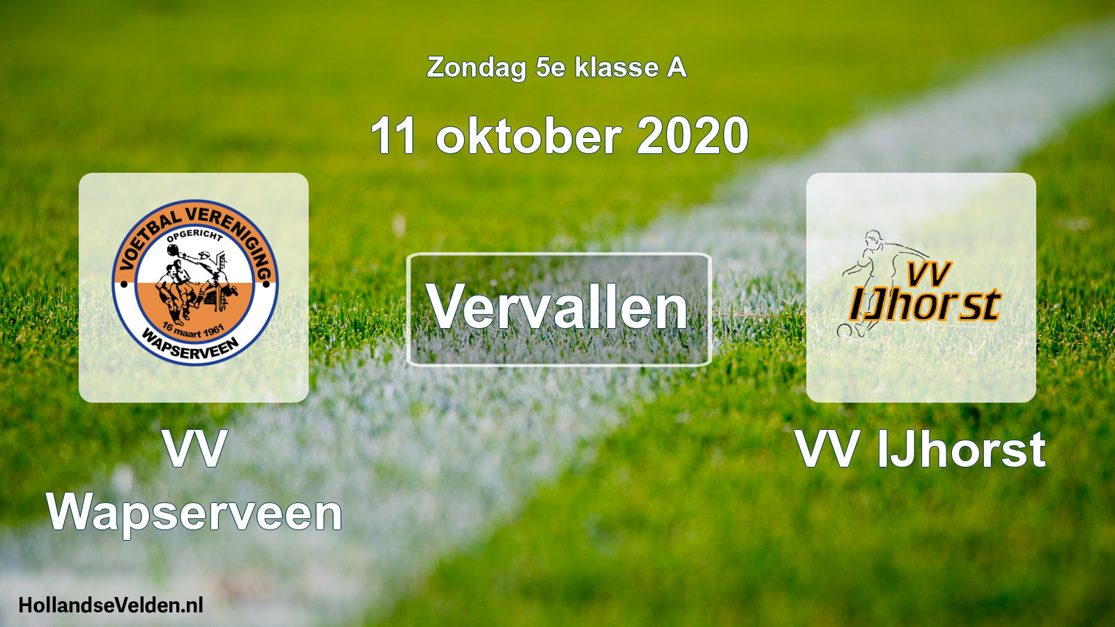 Scheduled Match: VV Wapserveen - VV IJhorst (11 October 2020)