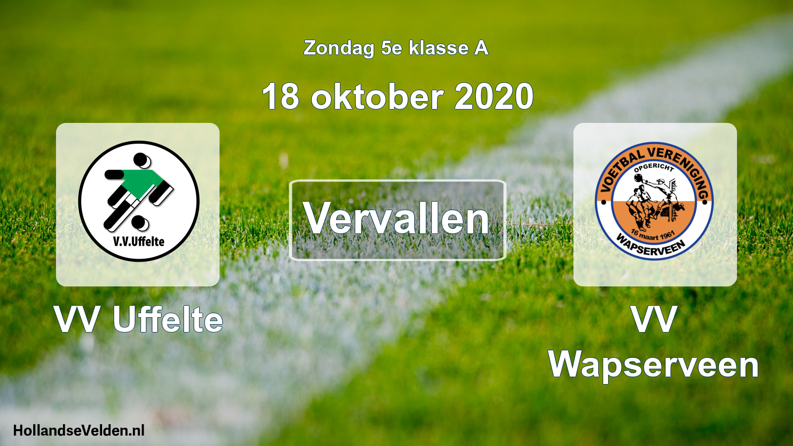 Scheduled Match: VV Uffelte - VV Wapserveen (18 October 2020)