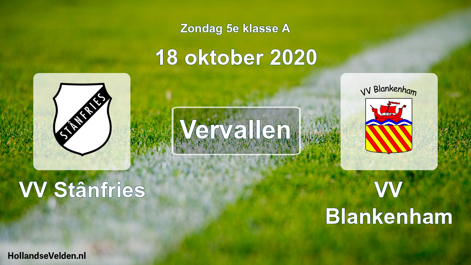 Scheduled Match: VV Stânfries - VV Blankenham (18 October 2020)